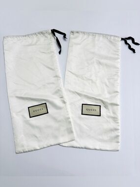Gucci White Satin Dust Bags Set of 2-Authentic Storage Bag with Drawstring 17x8